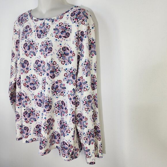 Talbots Womens Top Tee Size 2X Multicolor Long Sleeve Pullover Floral Round Neck - Picture 5 of 8